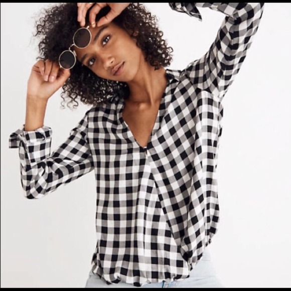 Madewell Tops - Madewell buffalo checkered wrap top